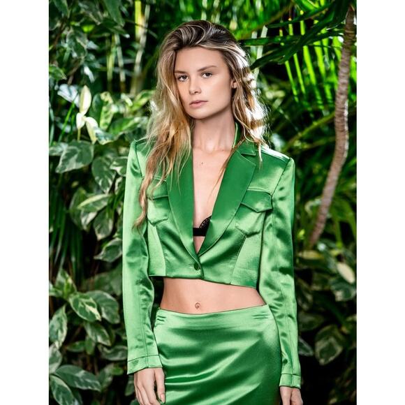 Cinq à Sept Ida Satin Crop Jacket - Picture 2 of 6